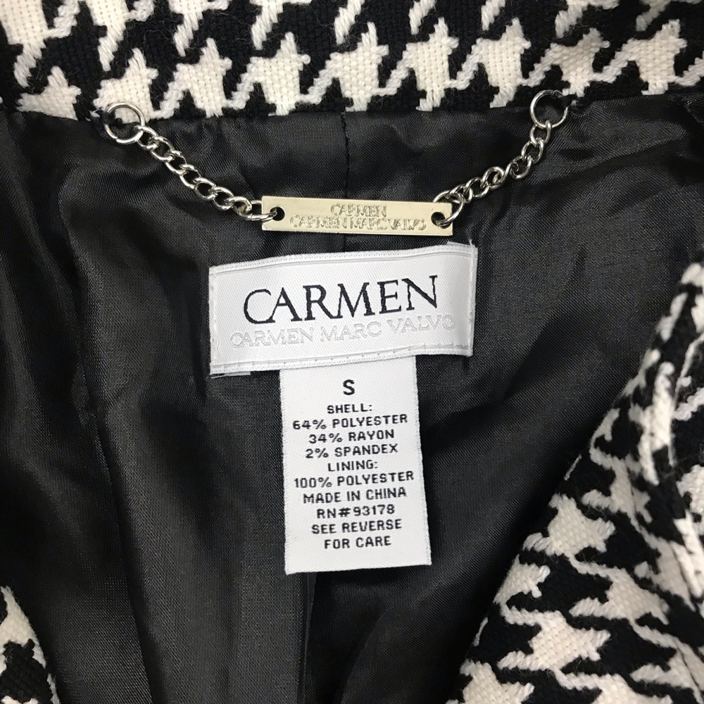 Carmen Marc Valvo Size Small Black White Coat - Picture 2 of 8